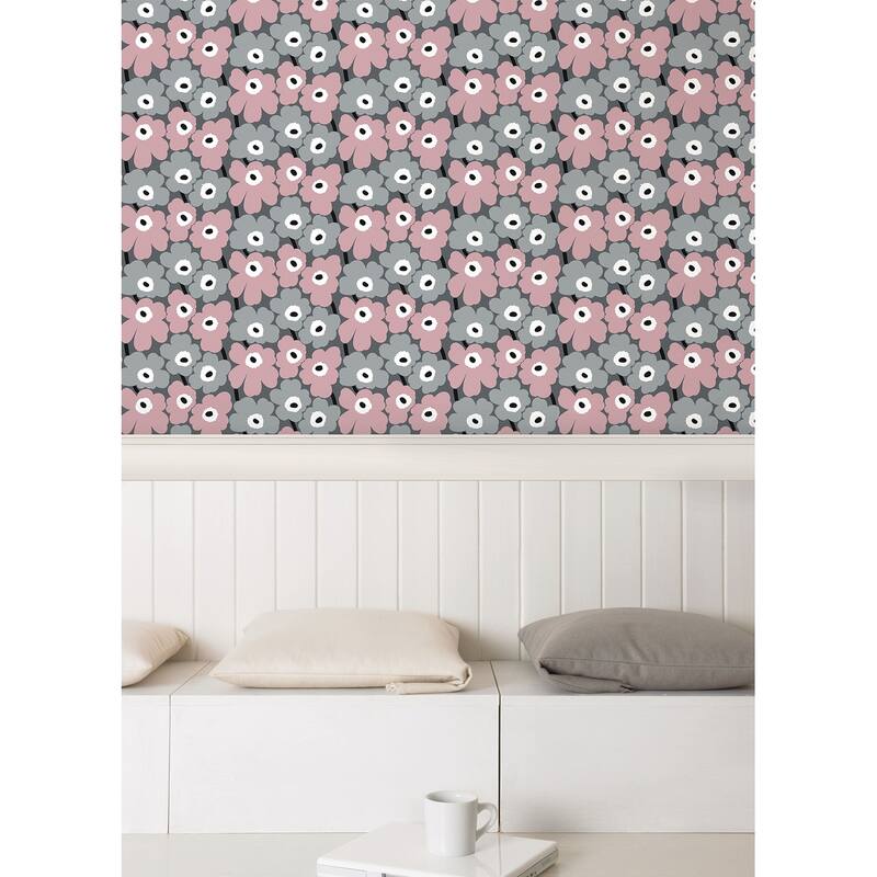 Marimekko Pink Pieni Unikko Peel & Stick Wallpaper