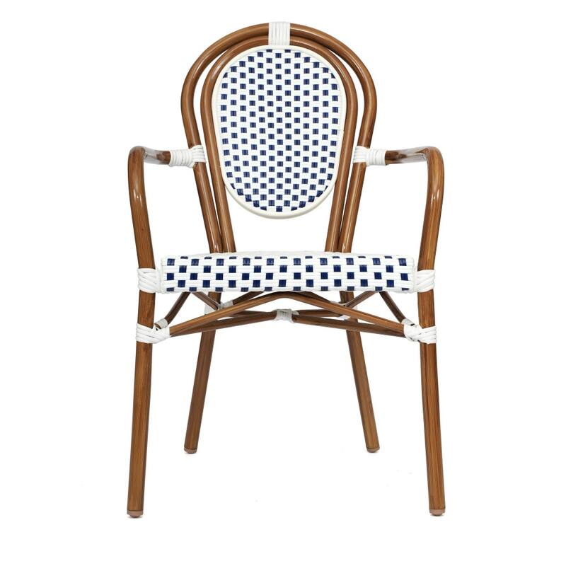 2 Pack All-Weather Commercial Paris Chairs with Arms and metal Frames