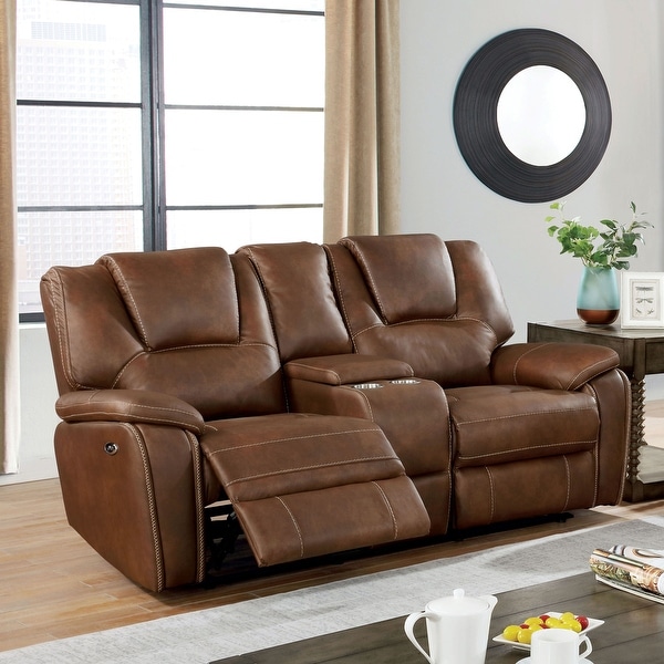 Power reclining loveseat with best sale console and usb port