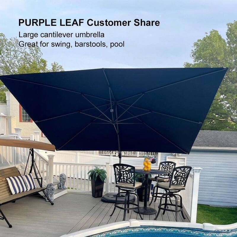 PURPLE LEAF 10 x 13 ft 360 Degree Rotation Patio Umbrella With Base