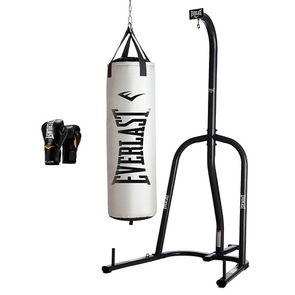 Everlast Powder Coated Steel Bag Stand with Hanging Punching Bag
