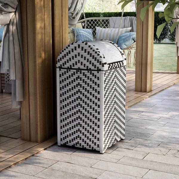 slide 2 of 27, Alat Contemporary Wicker Outdoor Deck Storage Hamper by Furniture of America Black
