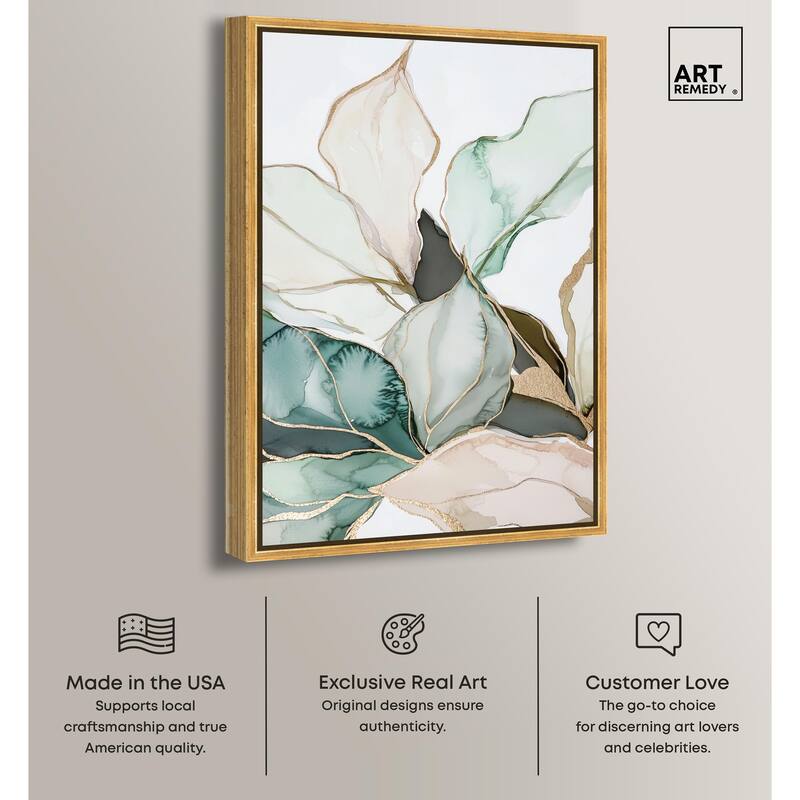 Pastel Leaves with Gold III Canvas by Art Remedy