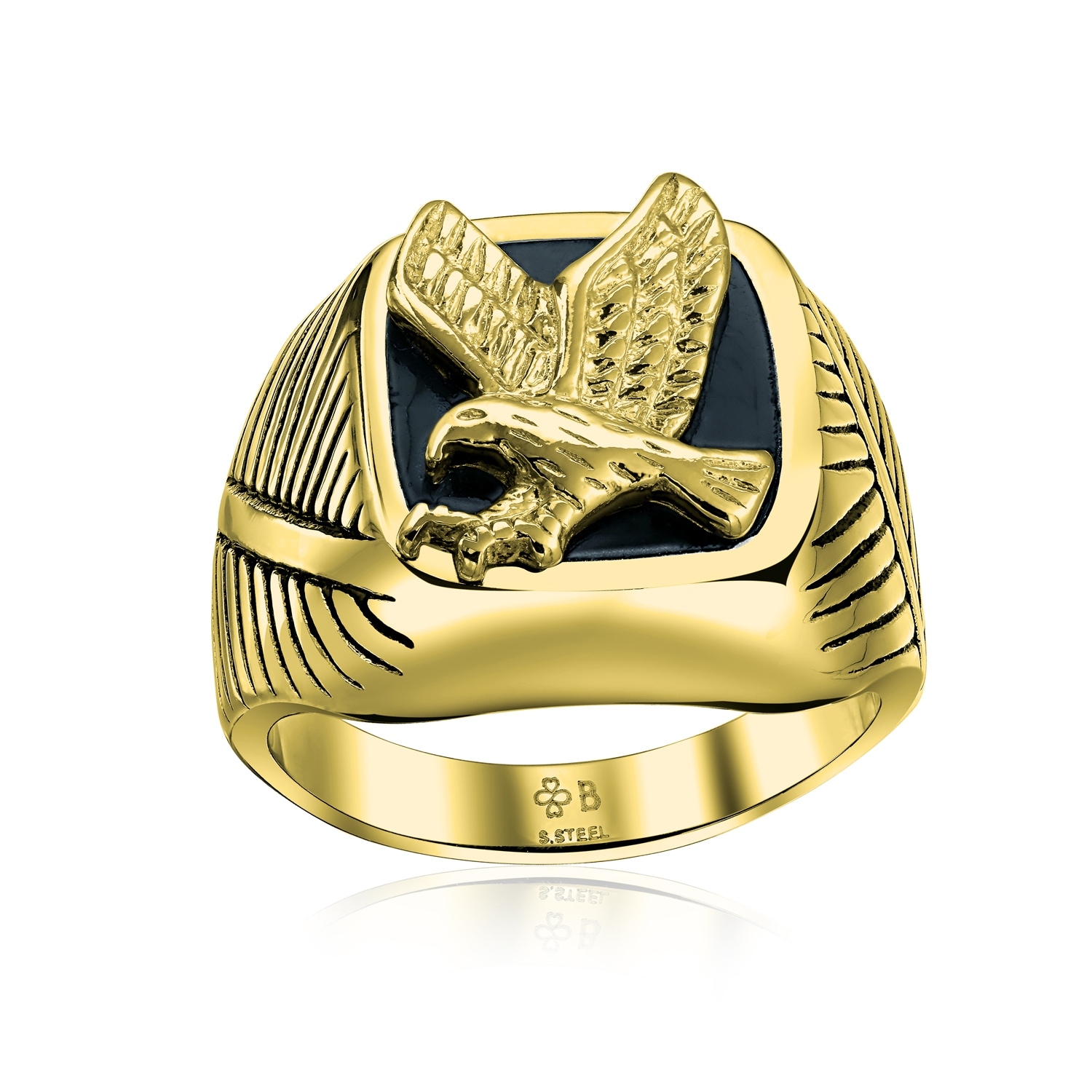 Gent Men Man Guy Oval Shape Eagle Ring 14k Yellow Gold White Rhodium Gent Men Man Guy Oval Shape Eagle Ring 14k Yellow Gold White Rhodium