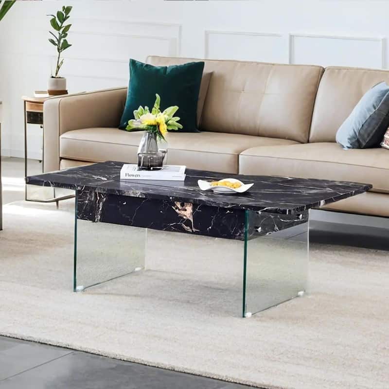 Modern Multifunctional Lift Coffee Table with Storage Space, Non-slip Feet and Lift Top, for Living Room