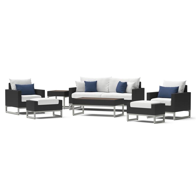Milo Espresso 7 Piece Sunbrella Outdoor Patio Deep Seating Set