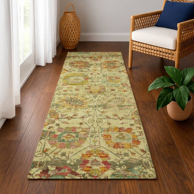 Premium Washable Super Soft Traditional Mayfield Rug - Gold - 2'3" x 7'6"