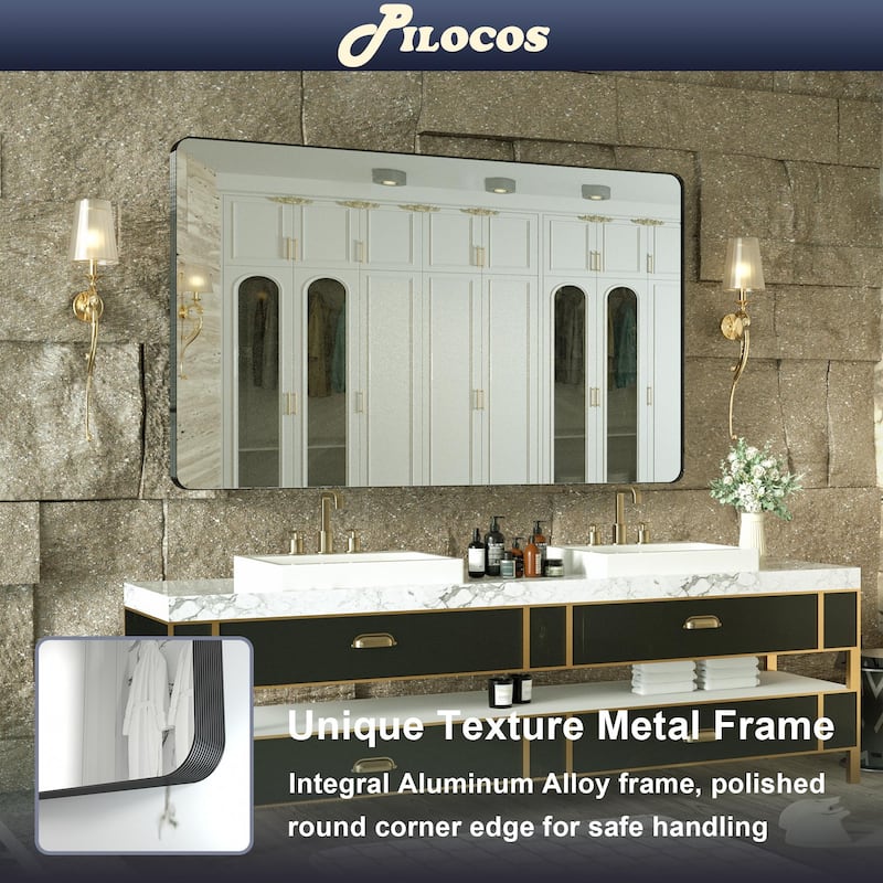 Rectangle Bathroom Mirror for Vanity Wall Mounted Vertical Horizontal Makeup Mirror