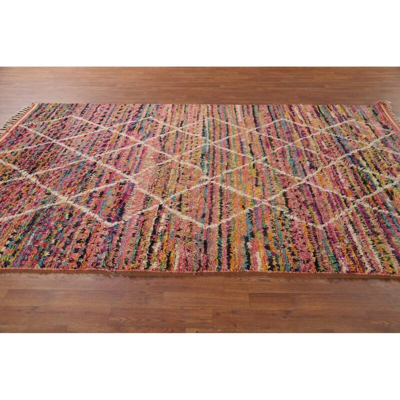Trellis Plush Moroccan Oriental Area Rug Hand-Knotted Wool Carpet - 6'1" x 9'8"