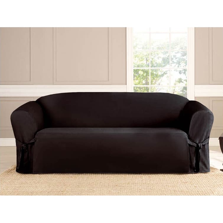 Microsuede Slipcover Furniture Protector Sofa Cover - Loveseat - Black