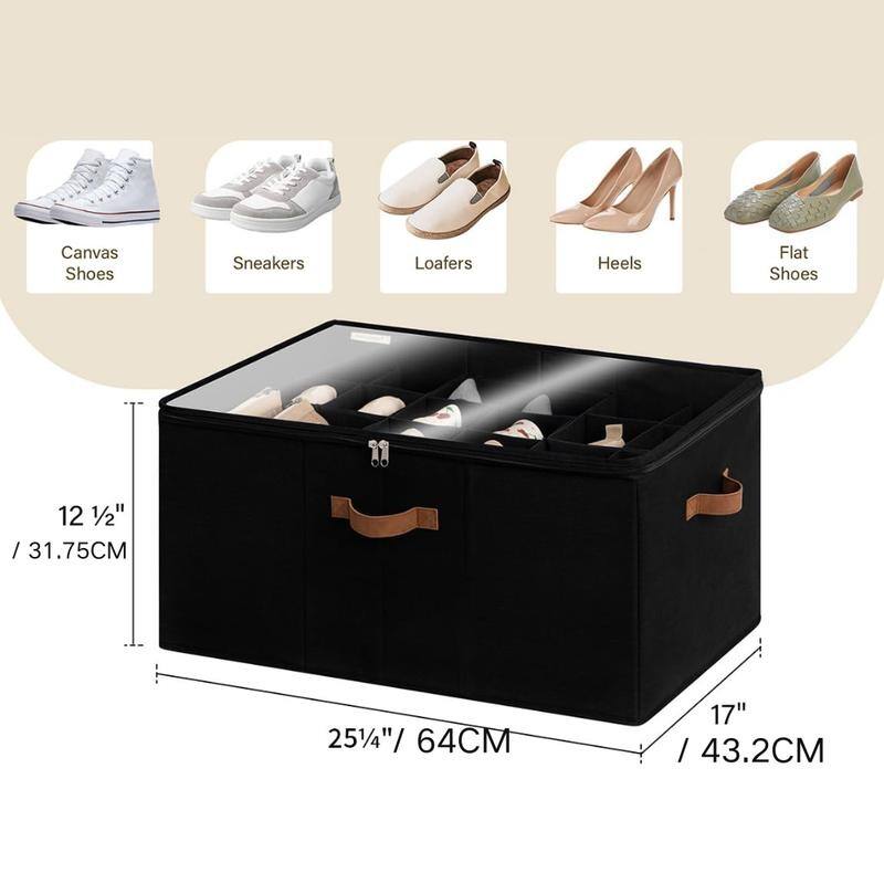 Shoe Organizer,Adjustable Dividers & Clear Cover