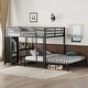 preview thumbnail 1 of 10, Metal Bunk Bed with Desk Chair and Wardrobe, Multifunctional Loft Frame with Built-in Storage Black