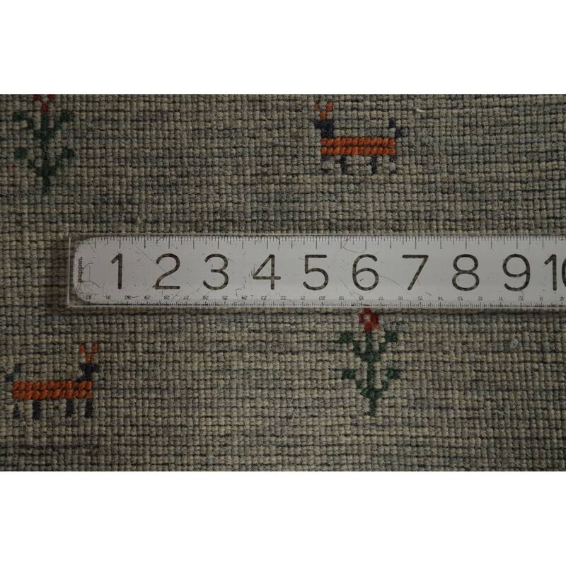 Hand Knotted Oriental 100% Wool Carpet Tribal Animal Pictorial Green Gabbeh Area Rug - 5' 0'' X 3' 0''
