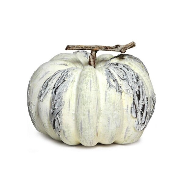 5" Pale Yellow and Gray Pumpkin Thanksgiving Fall Tabletop Decor - N/A