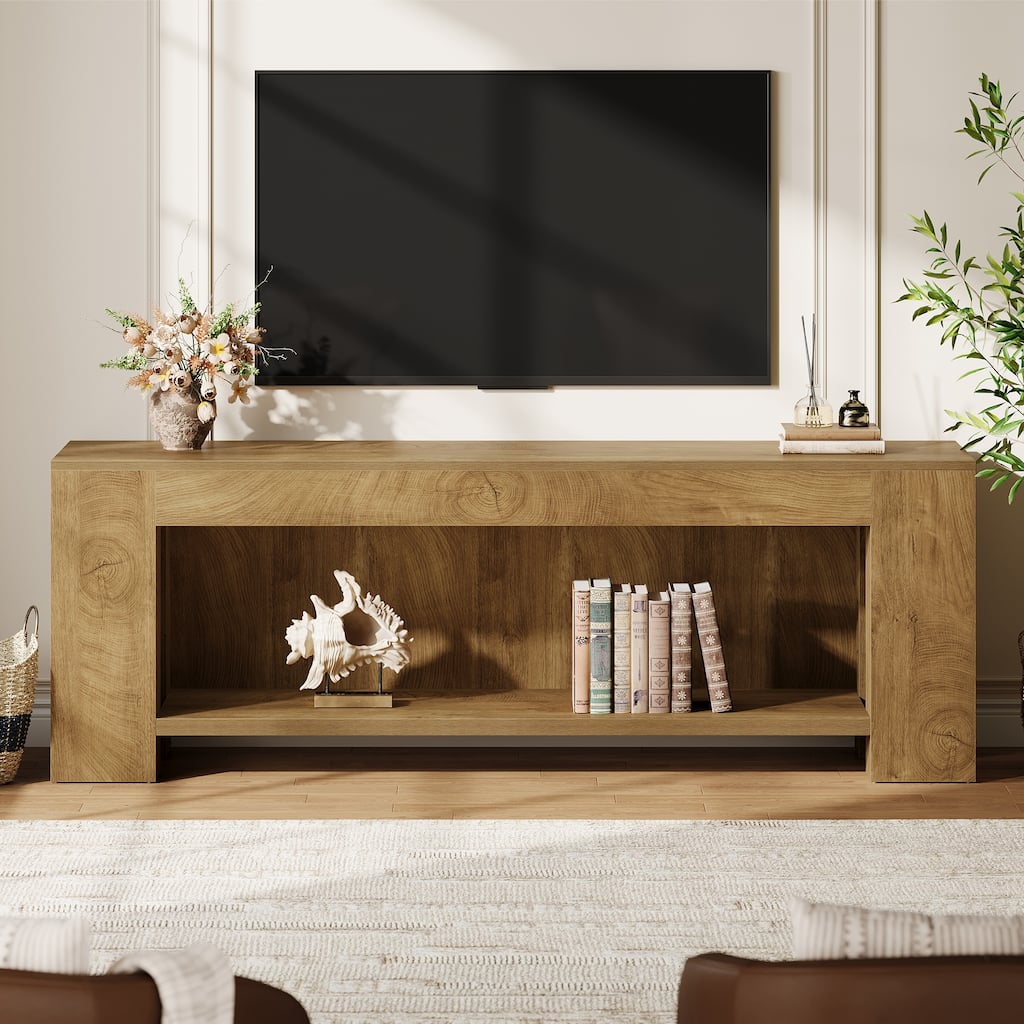 63" Extra Long TV Stand with Storage Shelves, Media Console Entertainment Center for 55/60/65/75-Inch TVs Living Room Bedroom