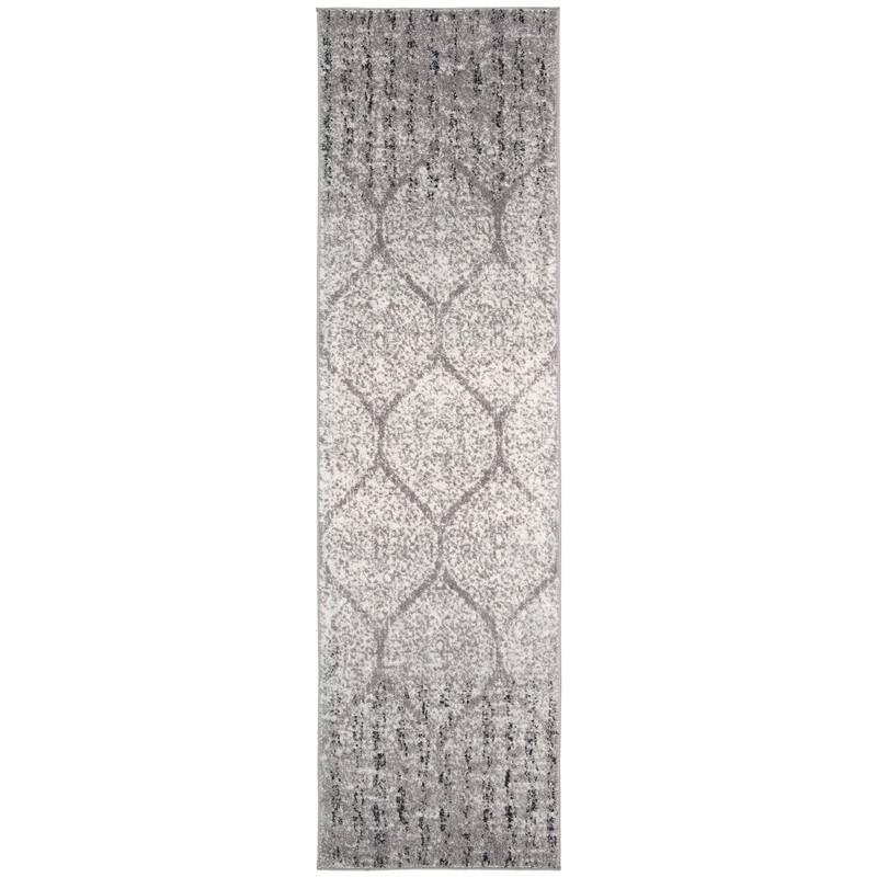 SAFAVIEH Madison Stella Boho Chic Ogee Trellis Rug - 2'3" x 18' Runner - Grey/Ivory