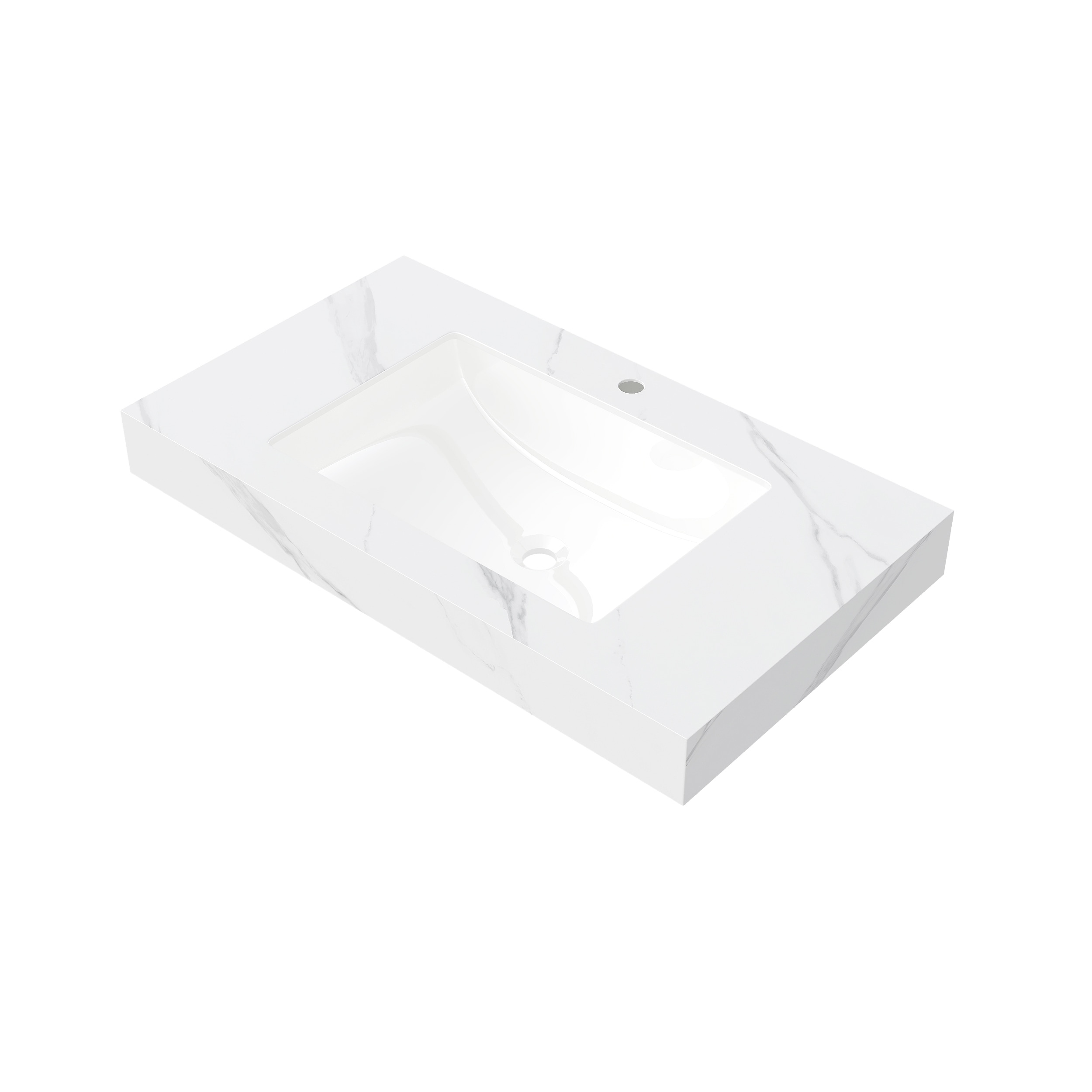 Muri Modern Sintered Stone Vanity Top with Undermount Ceramic Basin and Pre-Drilled Faucet Hole by GDFStudio