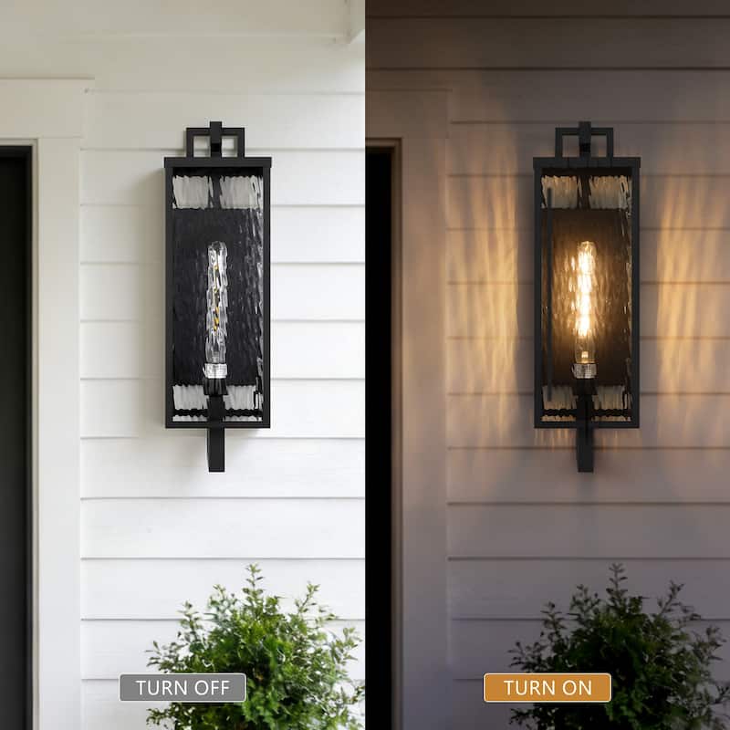 LED Outdoor Wall Lantern 1-Light 22-in H Matte Black Fixture - 22 inch
