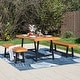 preview thumbnail 18 of 19, MAISON ARTS 3PCS Outdoor Patio Dining Table Set Acacia Wood with 1 Rectangular Picnic Coffee Table and 2 Benches