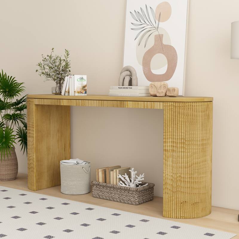 Console Table with Unique Vertical Stripe Design