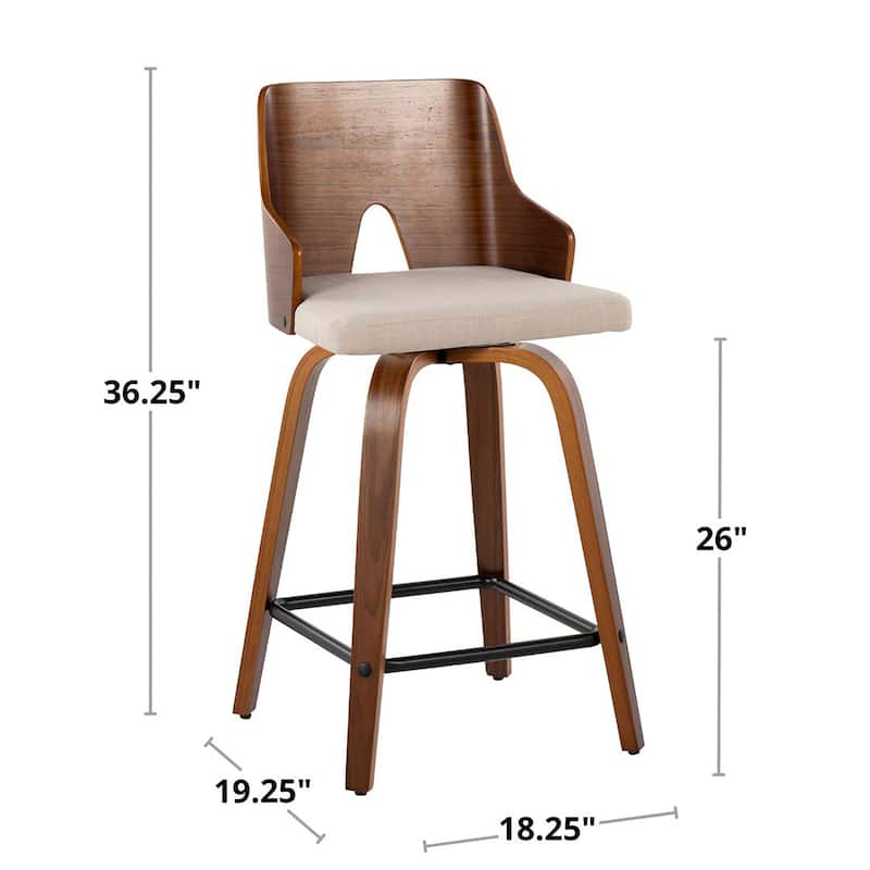 Carson Carrington Adrianna 24" Fixed-Height Counter Stool with Bent Wood Legs (Set of 2)