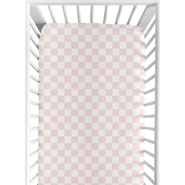 slide 2 of 6, Sweet Jojo Designs Pink Gingham Checkered Plaid Girl Fitted Crib Sheet Vintage Classic Checkerboard Geometric Minimalist Retro