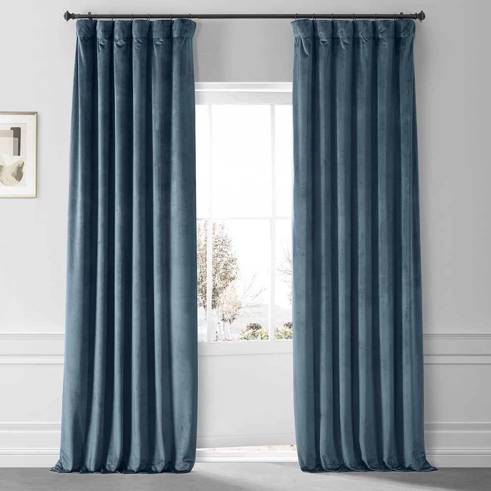 Exclusive Fabrics Signature Plush Velvet Hotel Blackout Curtains (1 Panel) - Luxury Soft Drapery for Light Control & Elegance
