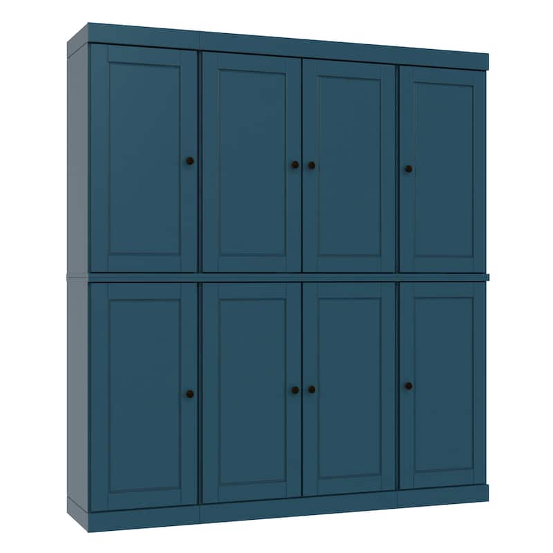 Palace Imports 100% Solid Wood Kitchen China Cabinet Pantry with Glass or Solid Wood Doors and 2-Drawer Kit - 65" x 71.5"