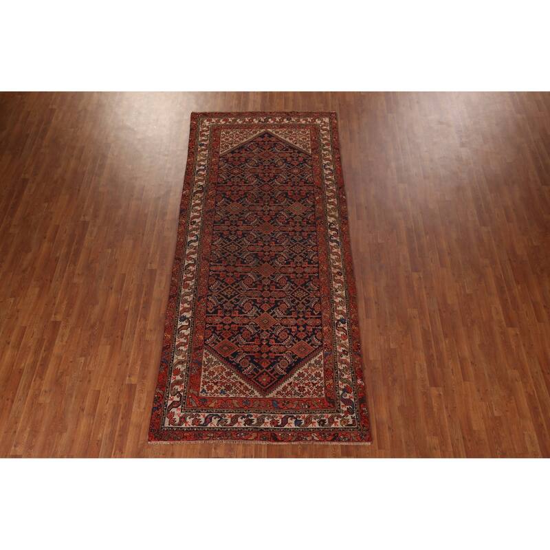 Blue & Orange Malayer Persian Antique Area Rug Handmade Wool Carpet - 5'0"x 11'1"