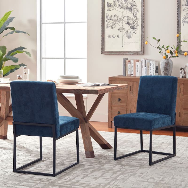 Mid Century Modern Dining Chair with Black Metal Legs