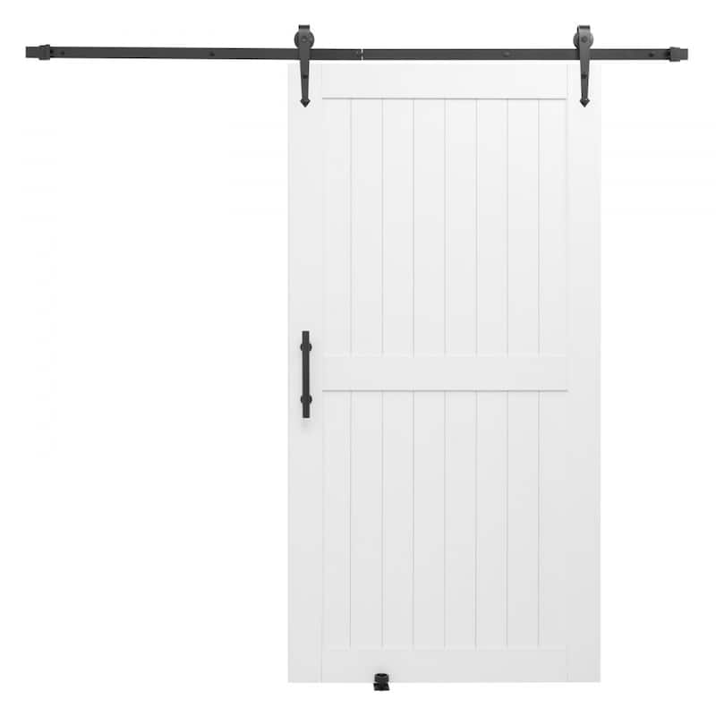 White MDF Pine Sliding Barn Door with Waterproof PVC Coating