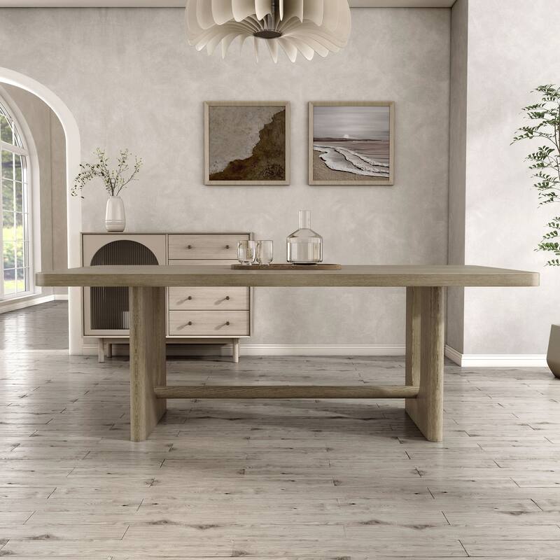 Furniture of America Piez Modern 83-inch Wood Dining Table with Trestle Base - White Oak