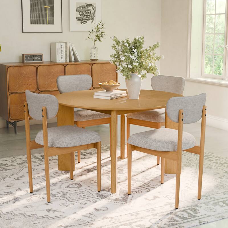 Modern Upholstered Dining Chair with Solid Wood Legs Side Chair for Kitchen Dining Room Living Room (Set of 2)