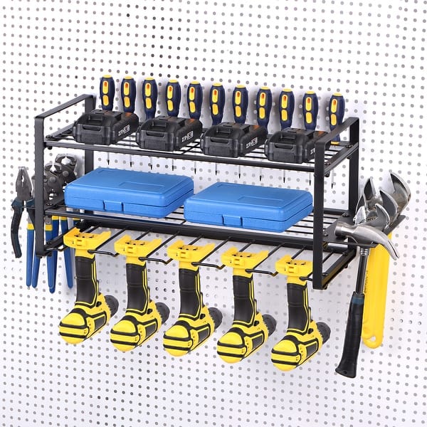 Tool Room Storage Racks Power Tool Organizer 3 Layers 5 Drill Storage Racks Wall Mount Style ...