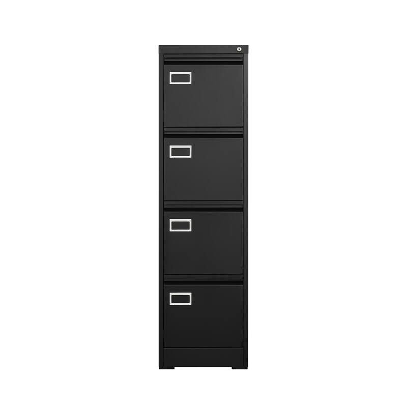 Modern 4-Drawer File Cabinet, Vertical Filing Cabinet with Lock, Silent Slides and Anti-Tilt Design, for Home Office