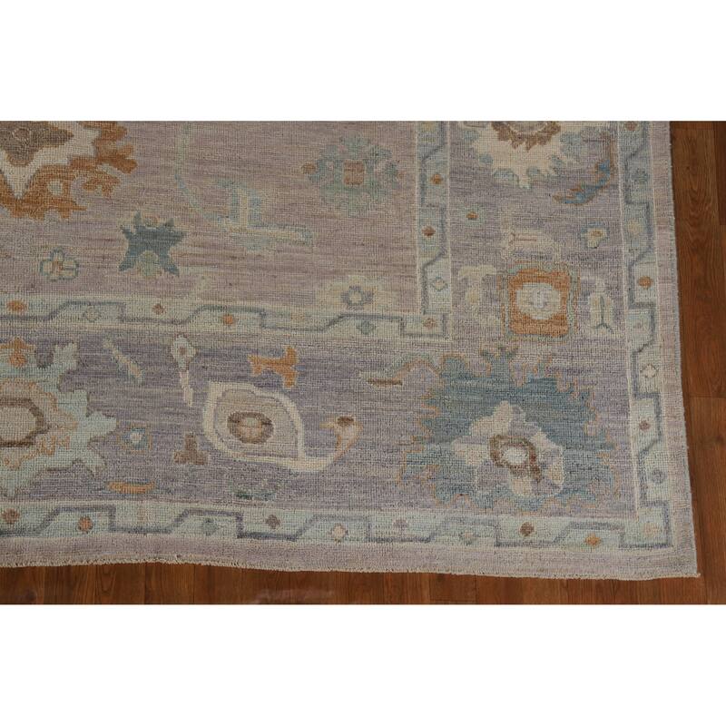 Hand Knotted Oriental 100% Wool Carpet Transitional All-Over Purples Oushak Area Rug - 9' 11'' X 8' 0''