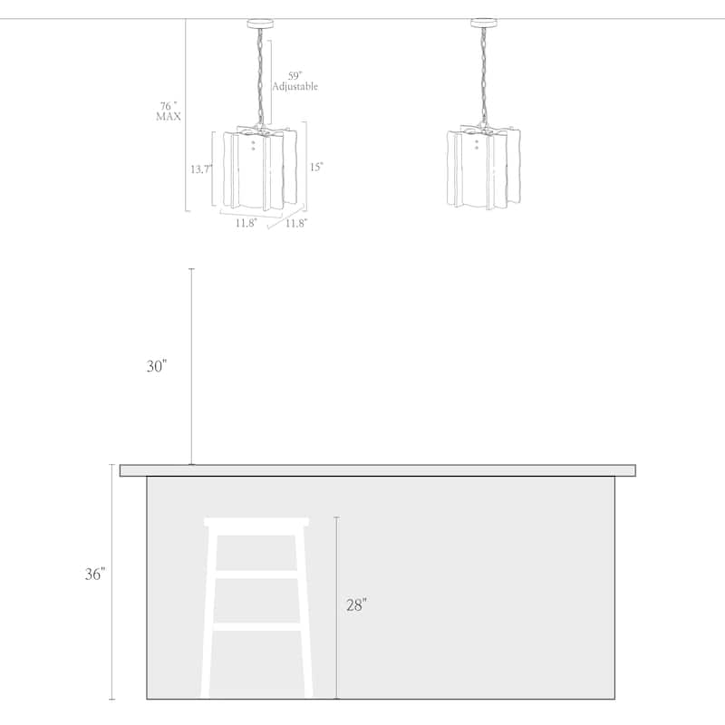 Kasy Modern 1-Light Textured Glass Pendant Light Art Deco Kitchen Island Light