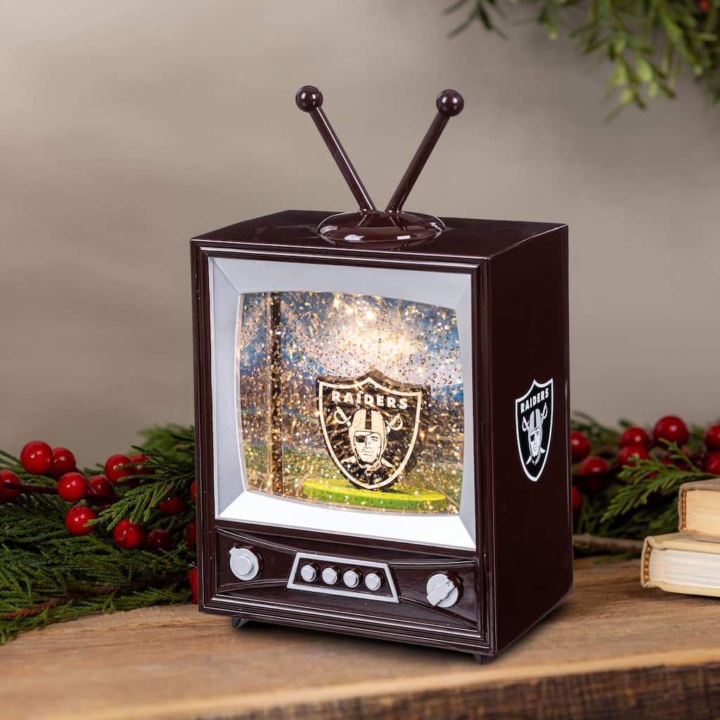 Las Vegas Raiders 8 in. Vintage TV Light Up Water Lantern Snow Globe with Mascot