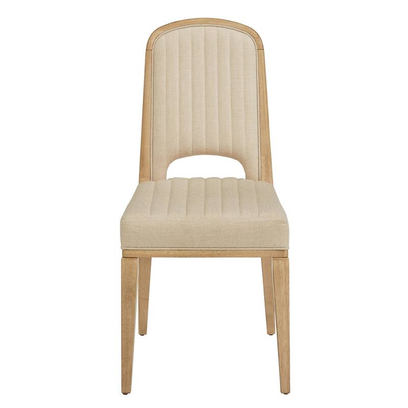 Harstad Wood Finish Cream Fabric Channel Stitching Dining Chair (Set of 2) by iNSPIRE Q Modern