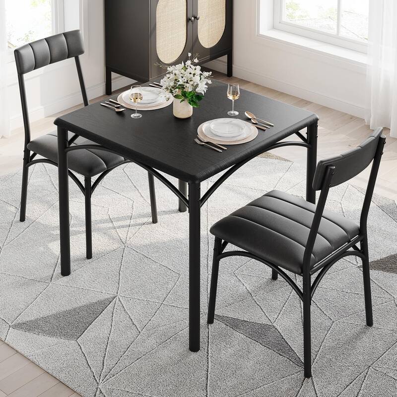 Dining Table Set for 2 - 2 Seats Black - Black