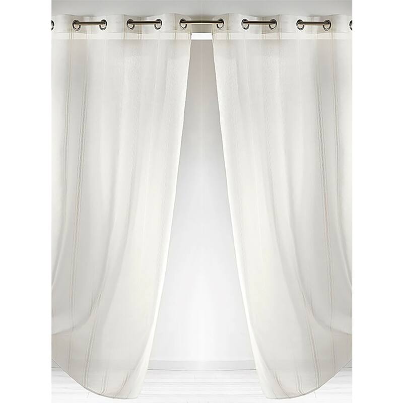 Sheer Curtain Extra Wide Window Panel with Stripes Light & Airy Drapery