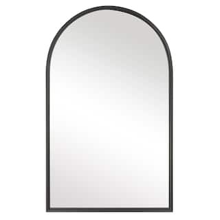 Porch & Den Matte Black Metal Arched Wall Mirror