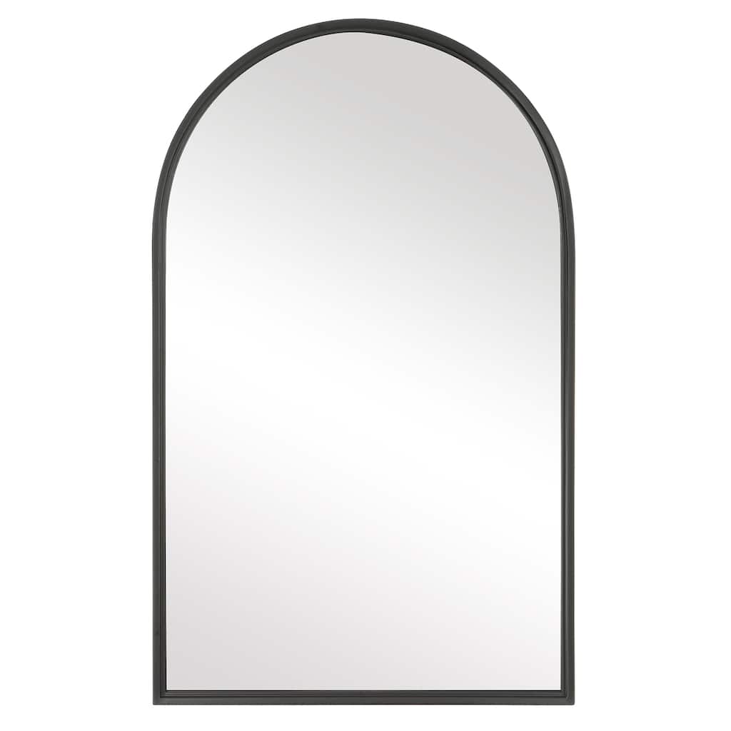Porch & Den Matte Black Metal Arched Wall Mirror