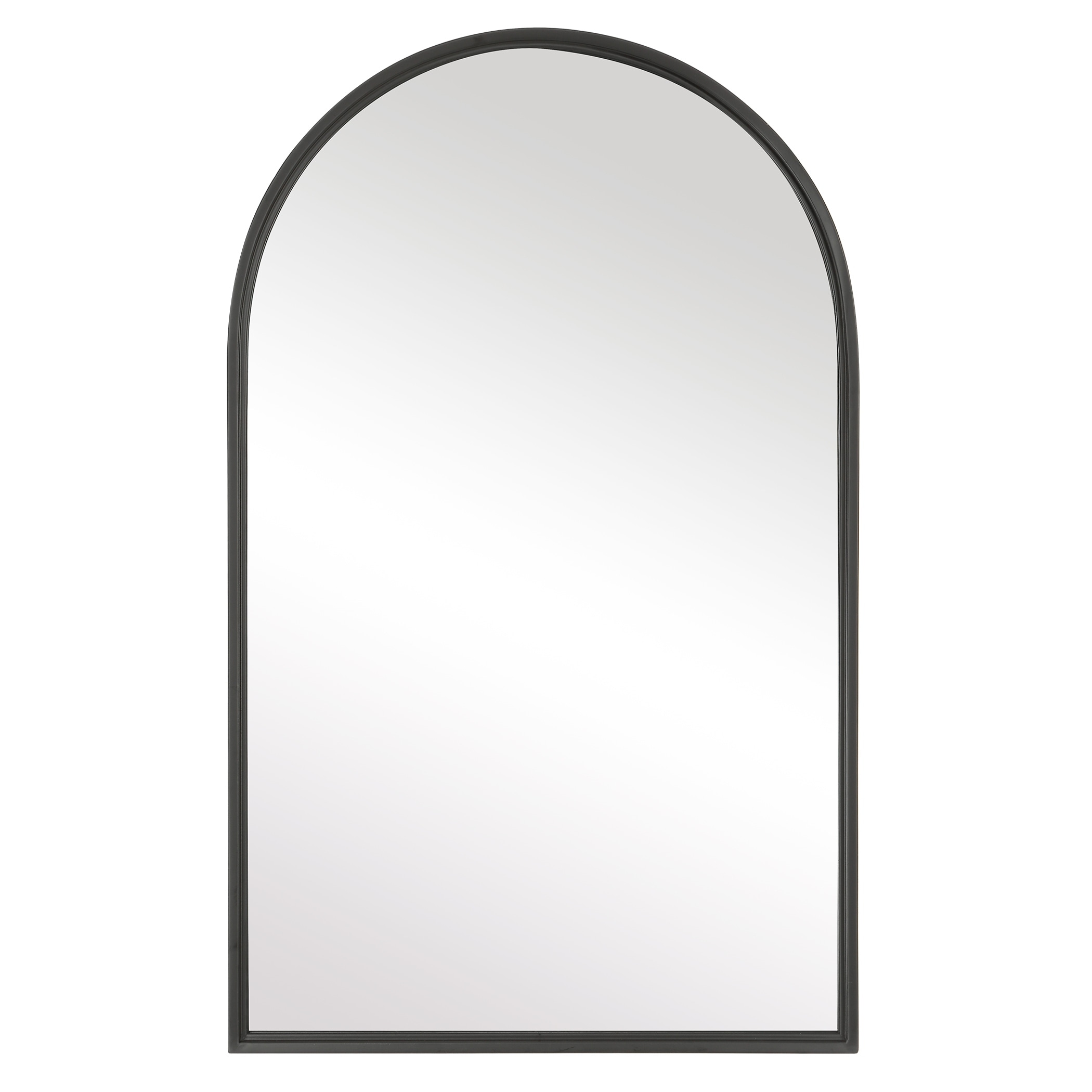 Porch & Den Matte Black Metal Arched Wall Mirror