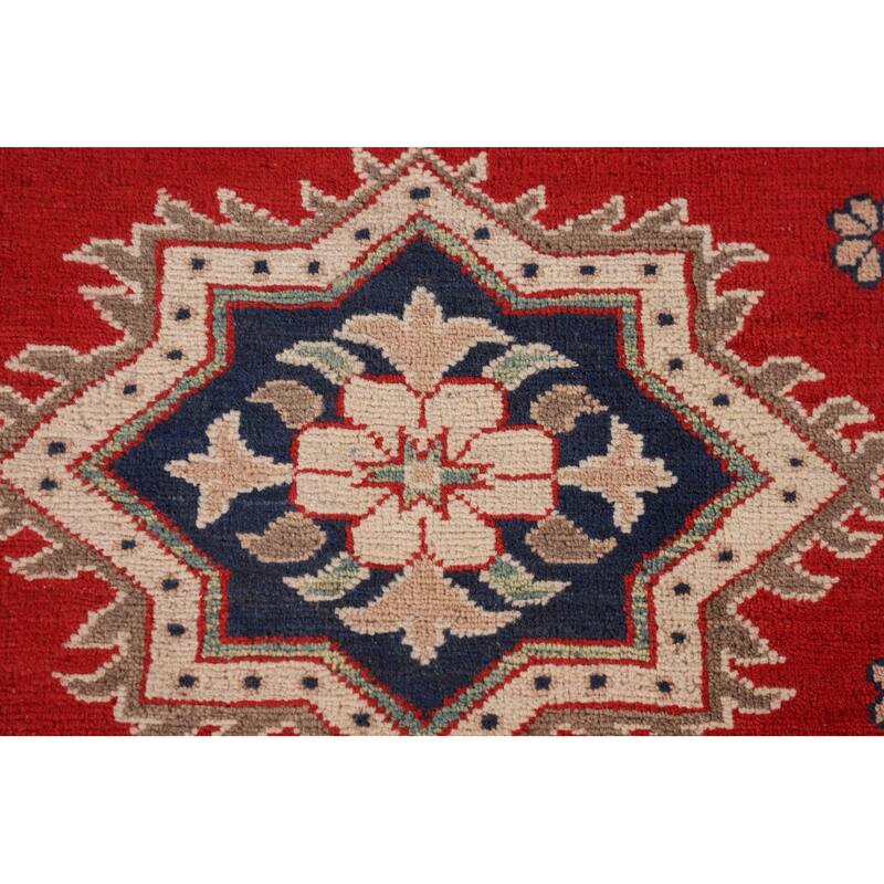 Geometric Red Kazak Oriental Area Rug Hand-Knotted Wool Carpet - 8'3"x 10'0"