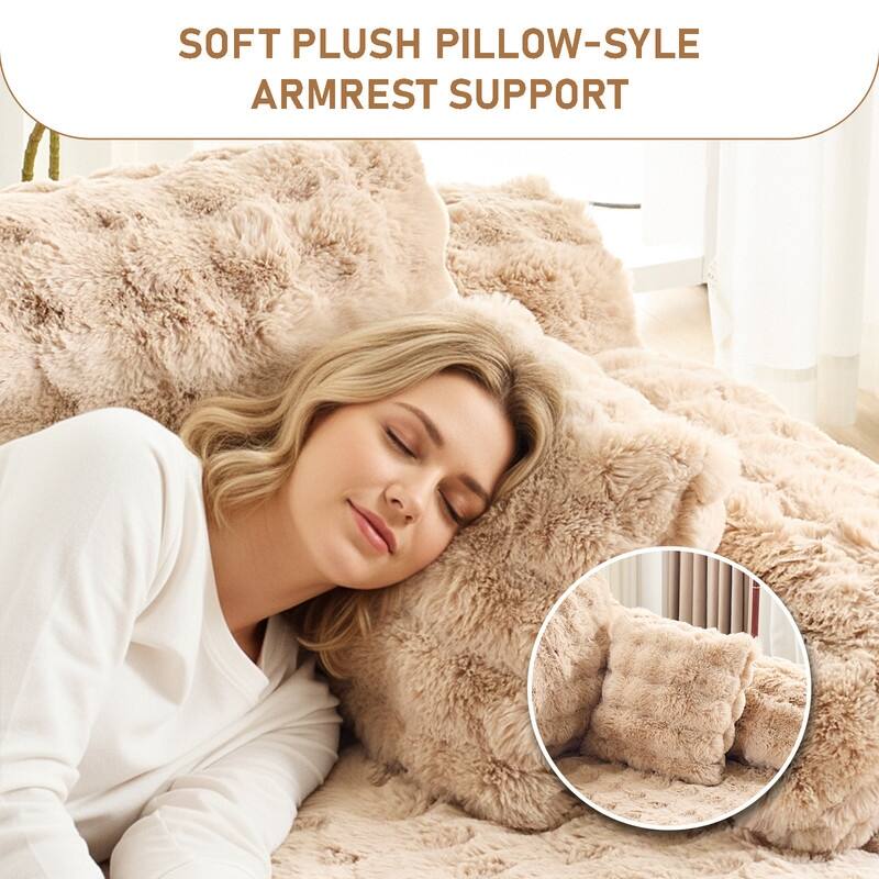 93" Velvet King Size Chaise Lounge Sofa Bed Sleeper Sofa with Dual Mattress