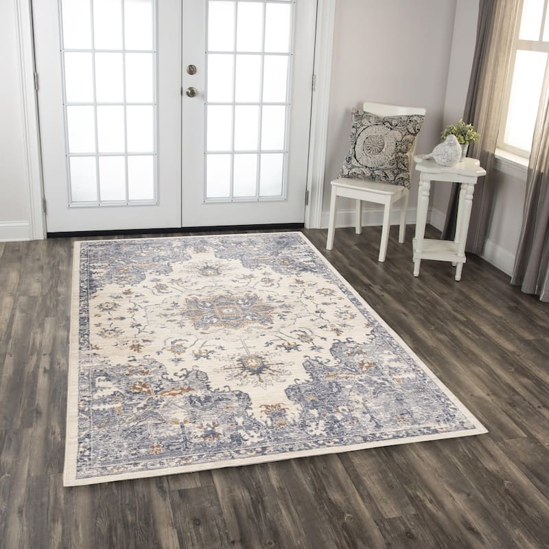Alora Decor Sage Traditional Floral Medallion Wool Area Rug