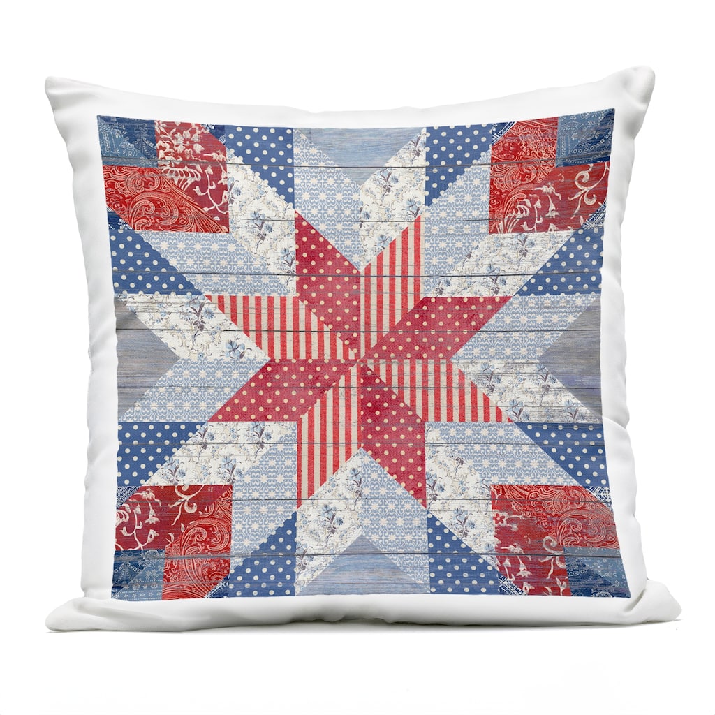 Stupell Patriotic Quilt Pattern Printed Outdoor Throw Pillow Design by Susan Arnot