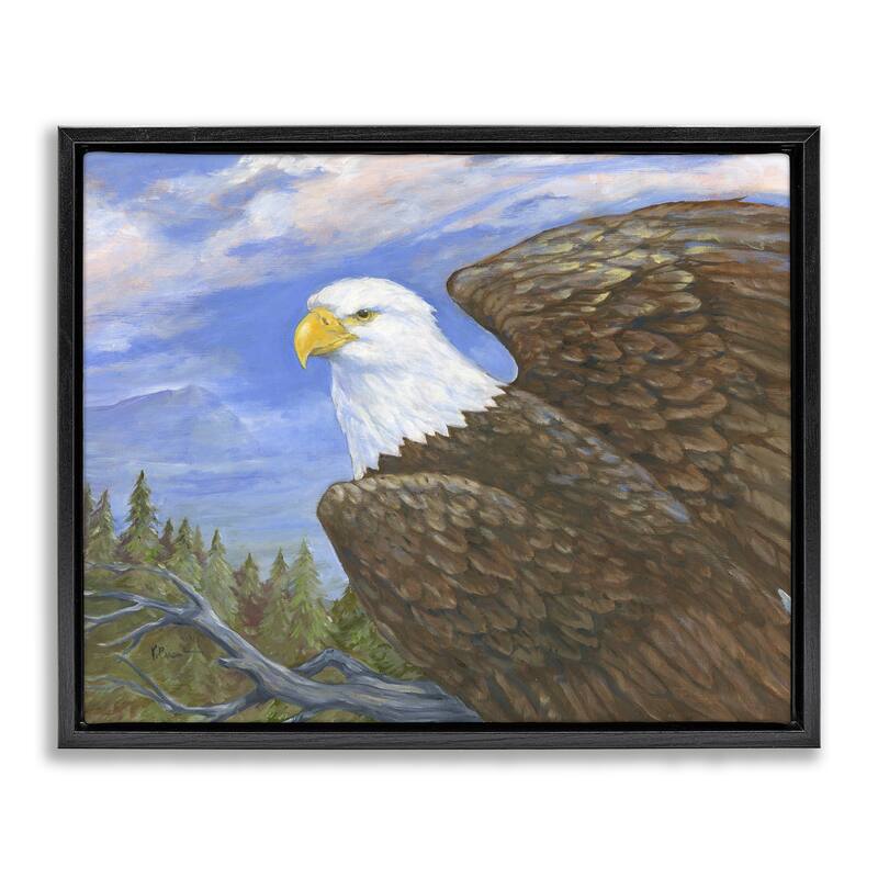 Stupell Eagle Overlook from Tree Top Framed Floater Canvas Wall Art Design By Paul Brent - 31 x 25 - Black