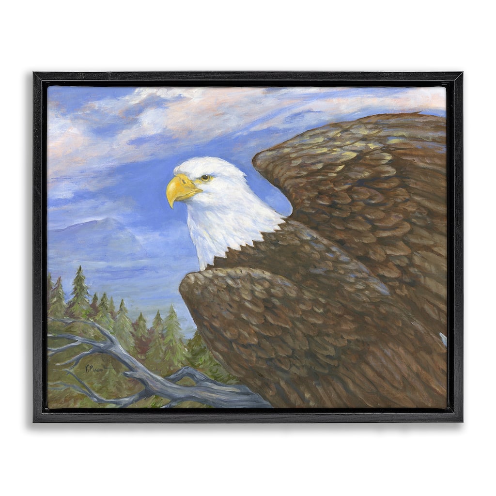 Stupell Eagle Overlook from Tree Top Framed Floater Canvas Wall Art Design By Paul Brent